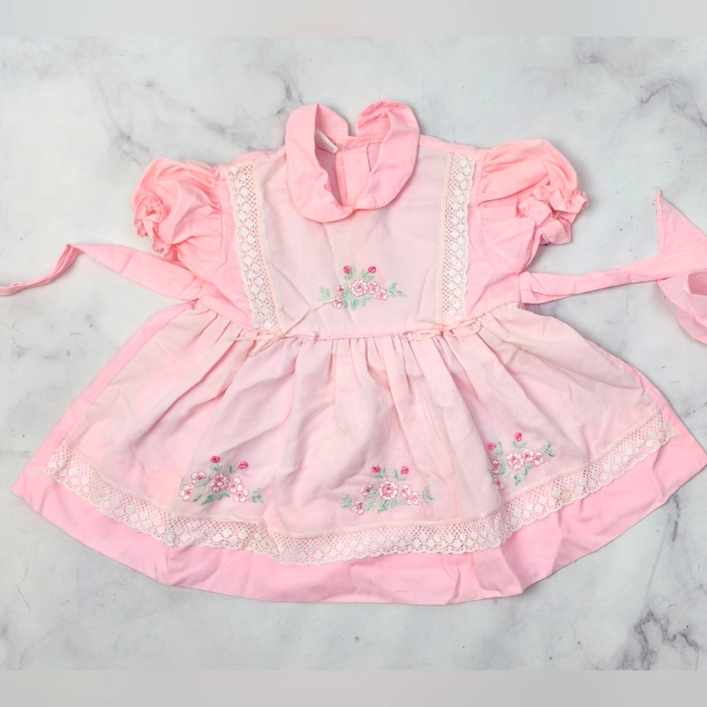 VTG Cottagecore embroidery pink dress